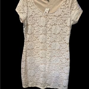 O52 Tiana B. Ivory Floral Sheath Lace Mini Dress